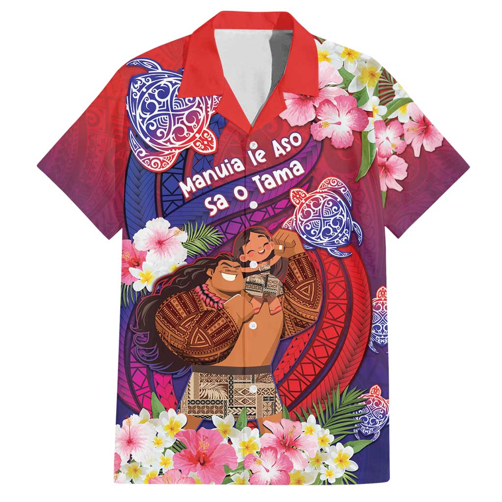 Personalised Samoa Father's Day Family Matching Summer Maxi Dress and Hawaiian Shirt Happy Father And Child