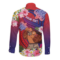 Personalised Samoa Father's Day Long Sleeve Button Shirt Happy Father And Child