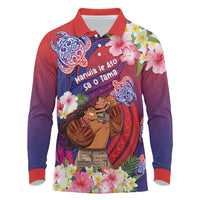 Personalised Samoa Father's Day Long Sleeve Polo Shirt Happy Father And Child