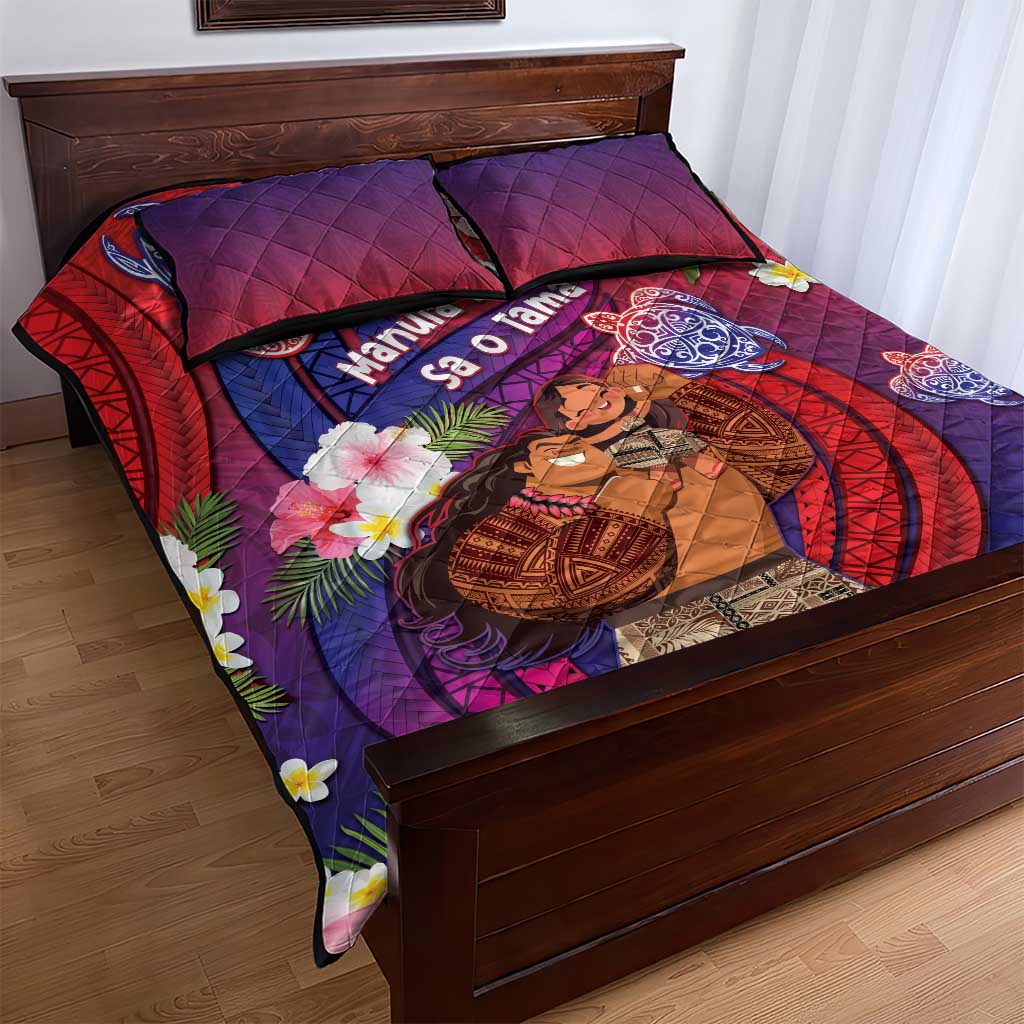 Samoa Father's Day Quilt Bed Set Happy Father And Child