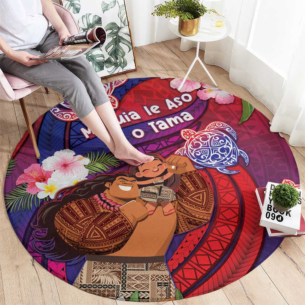 Samoa Father's Day Round Carpet Happy Father And Child