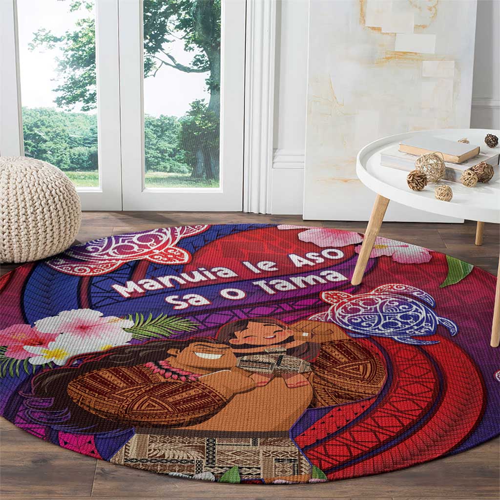 Samoa Father's Day Round Carpet Happy Father And Child