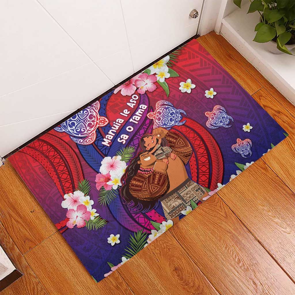 Samoa Father's Day Rubber Doormat Happy Father And Child