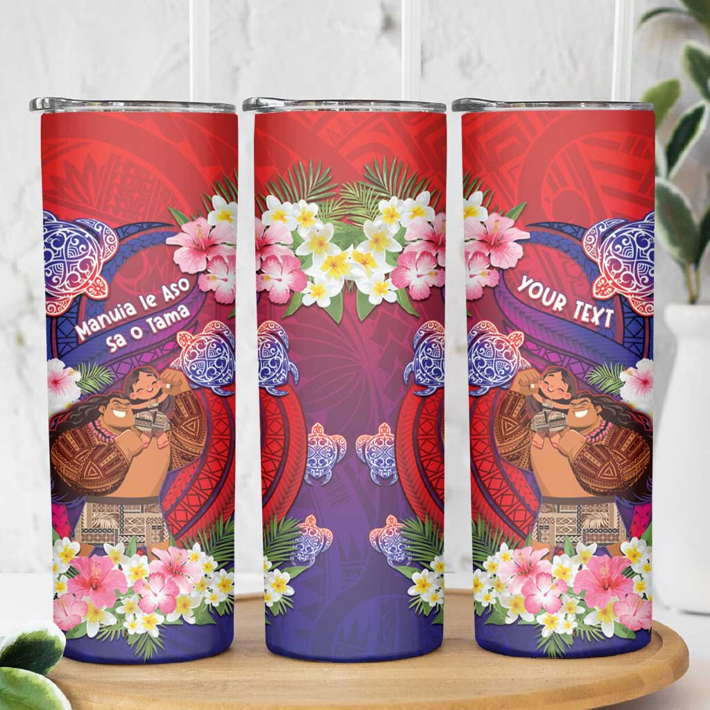 Personalised Samoa Father's Day Skinny Tumbler Happy Father And Child