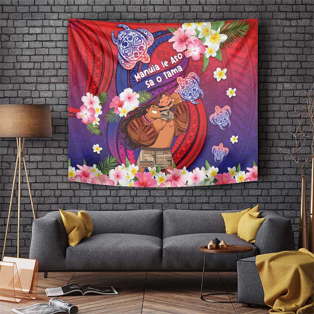 Samoa Father's Day Tapestry Happy Father And Child