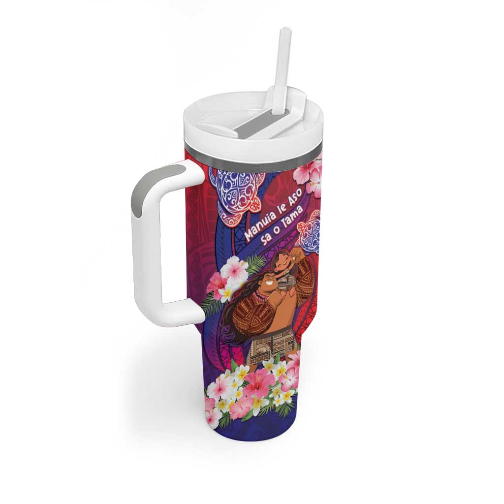 Personalised Samoa Father's Day Tumbler With Handle Happy Father And Child