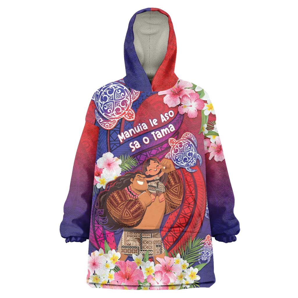 Personalised Samoa Father's Day Wearable Blanket Hoodie Happy Father And Child