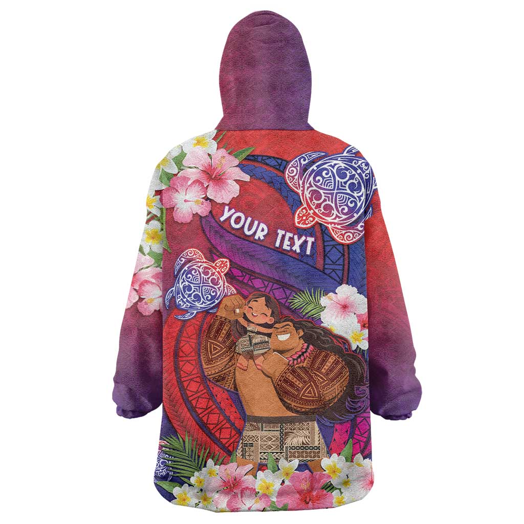 Personalised Samoa Father's Day Wearable Blanket Hoodie Happy Father And Child