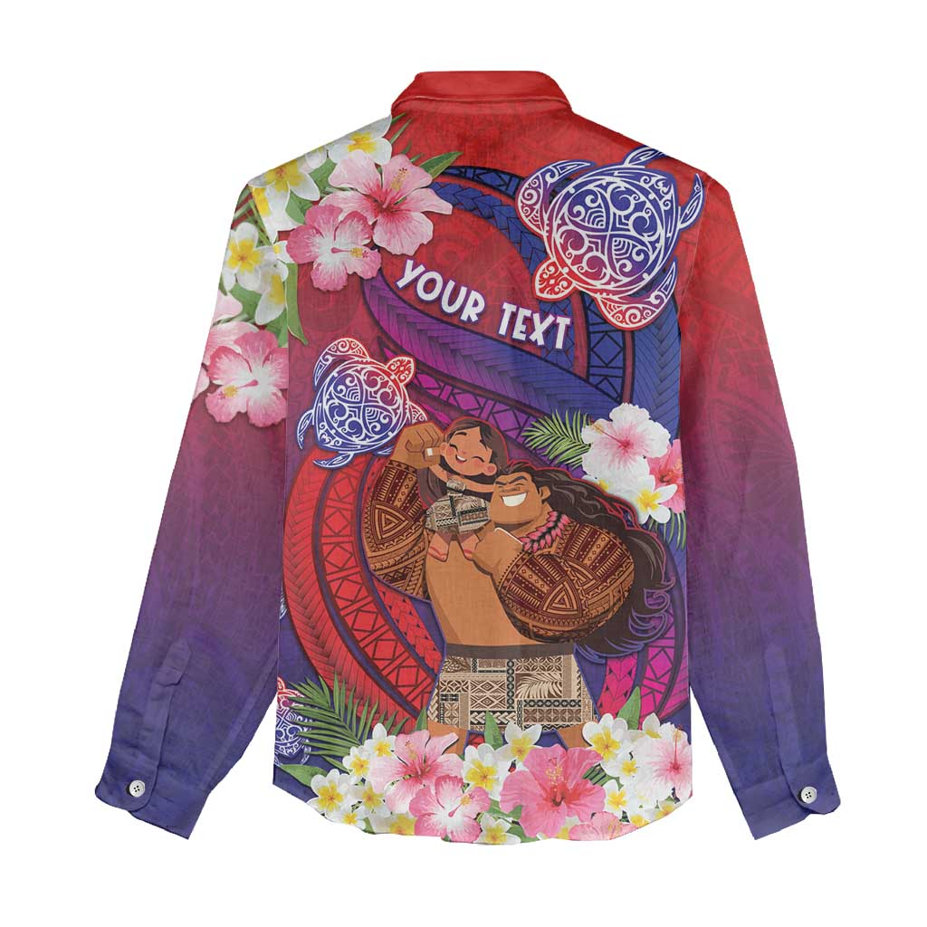 Personalised Samoa Father's Day Women Casual Shirt Happy Father And Child