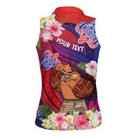 Personalised Samoa Father's Day Women Sleeveless Polo Shirt Happy Father And Child