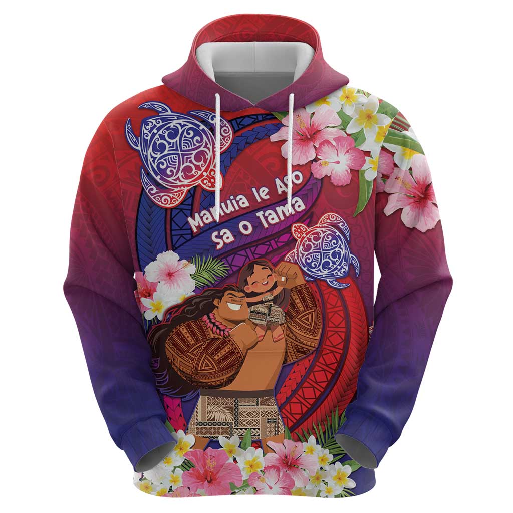 Personalised Samoa Father's Day Zip Hoodie Happy Father And Child