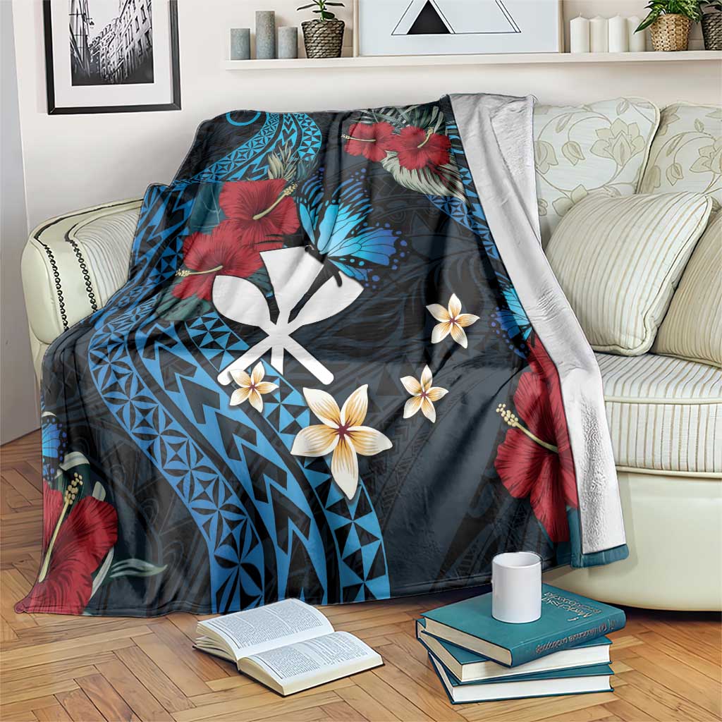 Hawaii Butterfly Blanket Kanaka Maoli Mix Hibiscus DT04 Black - Polynesian Pride