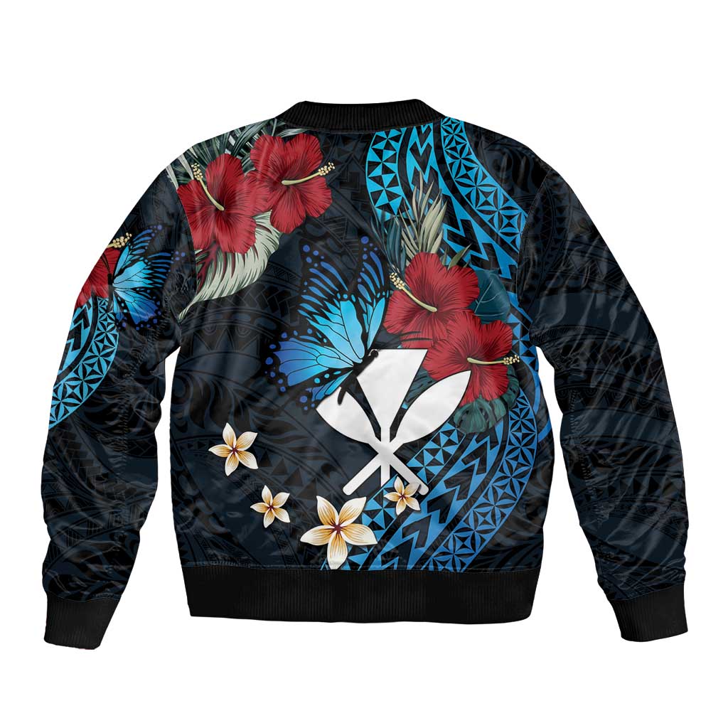 Hawaii Butterfly Bomber Jacket Kanaka Maoli Mix Hibiscus