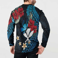 Hawaii Butterfly Button Sweatshirt Kanaka Maoli Mix Hibiscus