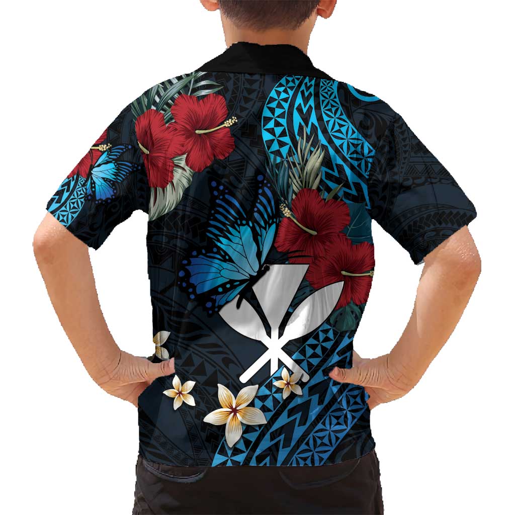 Hawaii Butterfly Family Matching Puletasi and Hawaiian Shirt Kanaka Maoli Mix Hibiscus