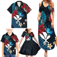 Hawaii Butterfly Family Matching Summer Maxi Dress and Hawaiian Shirt Kanaka Maoli Mix Hibiscus