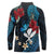Hawaii Butterfly Long Sleeve Polo Shirt Kanaka Maoli Mix Hibiscus