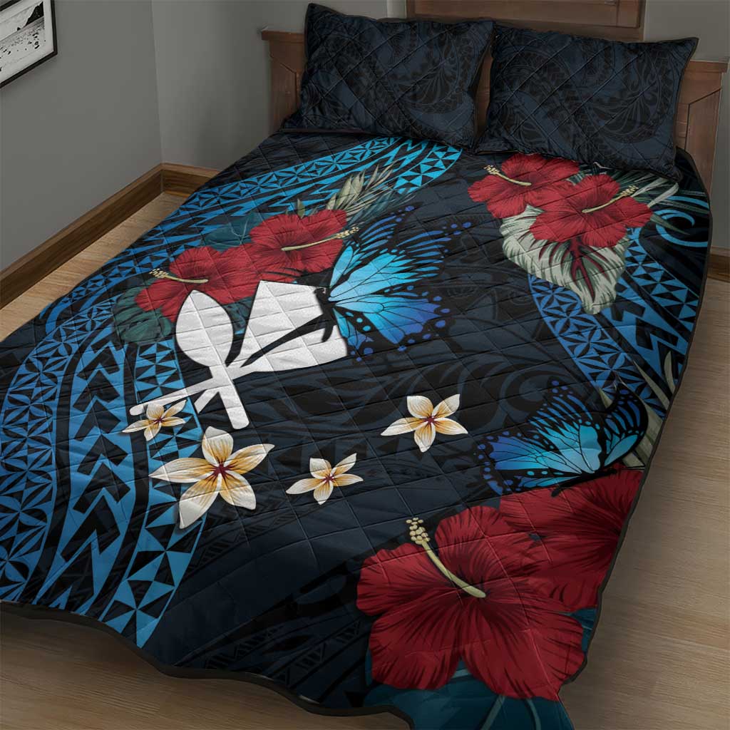 Hawaii Butterfly Quilt Bed Set Kanaka Maoli Mix Hibiscus