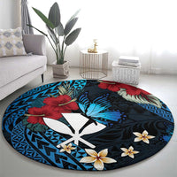 Hawaii Butterfly Round Carpet Kanaka Maoli Mix Hibiscus
