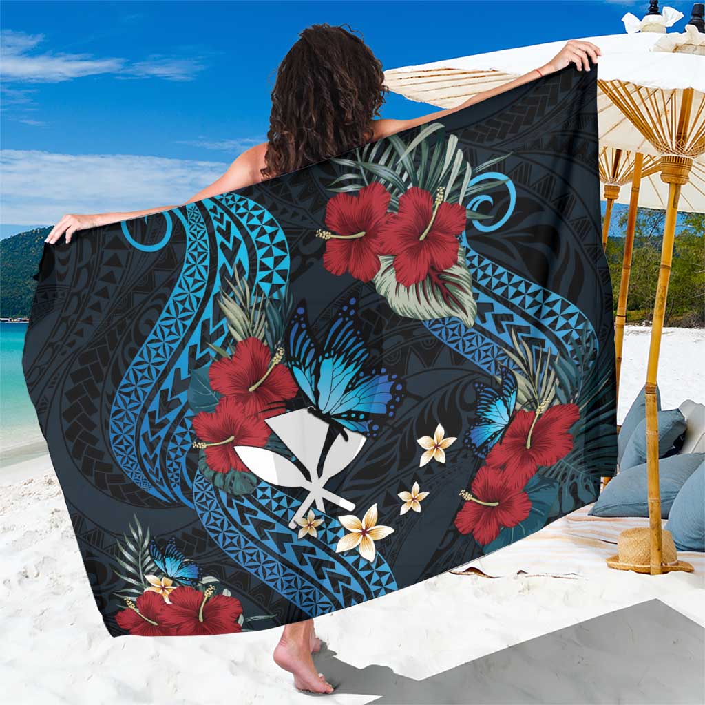 Hawaii Butterfly Sarong Kanaka Maoli Mix Hibiscus DT04 One Size 44 x 66 inches Black - Polynesian Pride