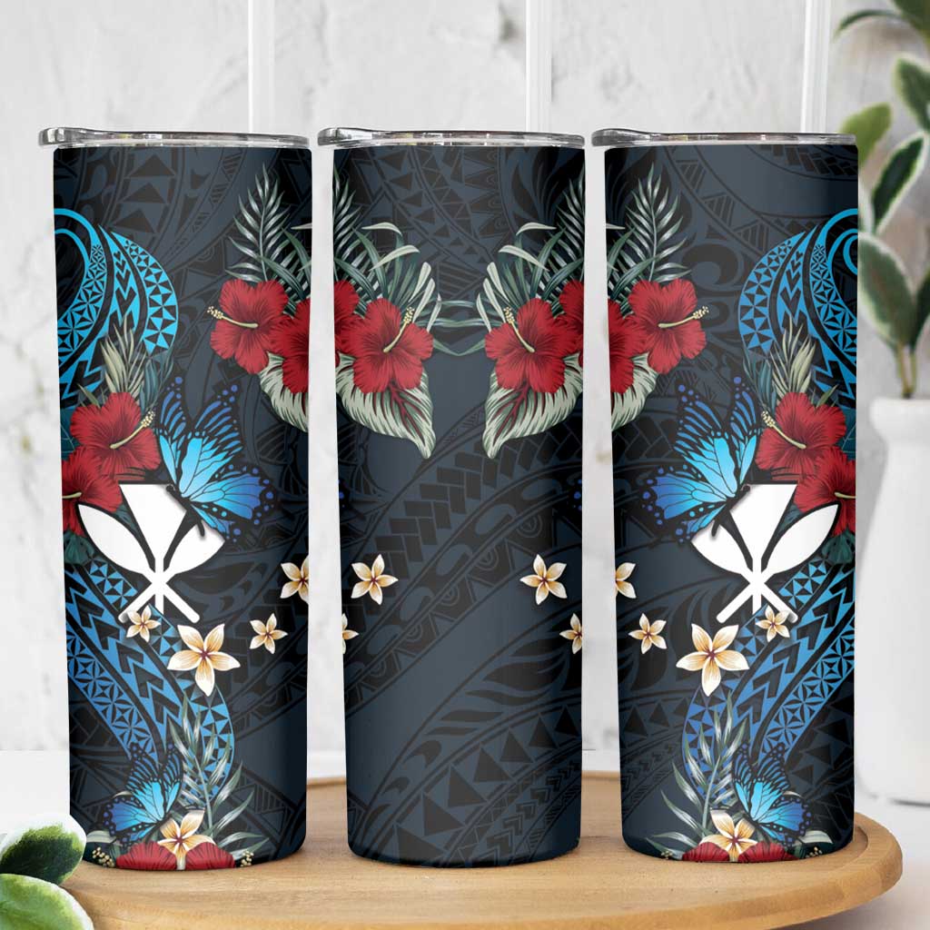 Hawaii Butterfly Skinny Tumbler Kanaka Maoli Mix Hibiscus