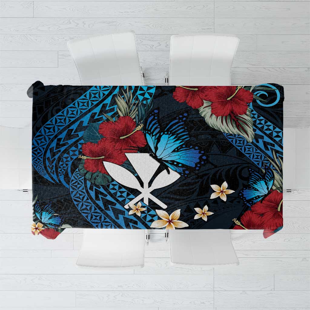 Hawaii Butterfly Tablecloth Kanaka Maoli Mix Hibiscus DT04 Black - Polynesian Pride