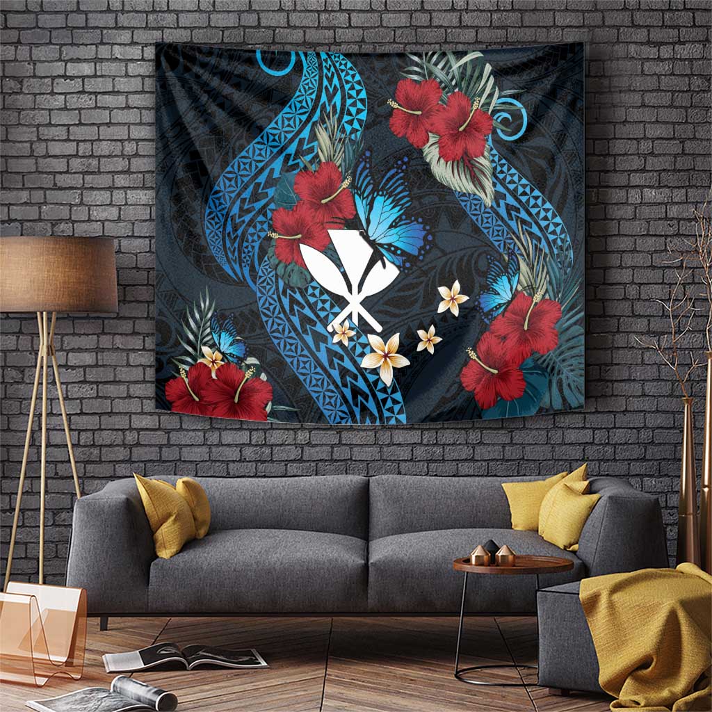 Hawaii Butterfly Tapestry Kanaka Maoli Mix Hibiscus DT04 Black - Polynesian Pride