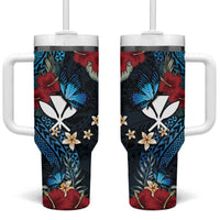 Hawaii Butterfly Tumbler With Handle Kanaka Maoli Mix Hibiscus