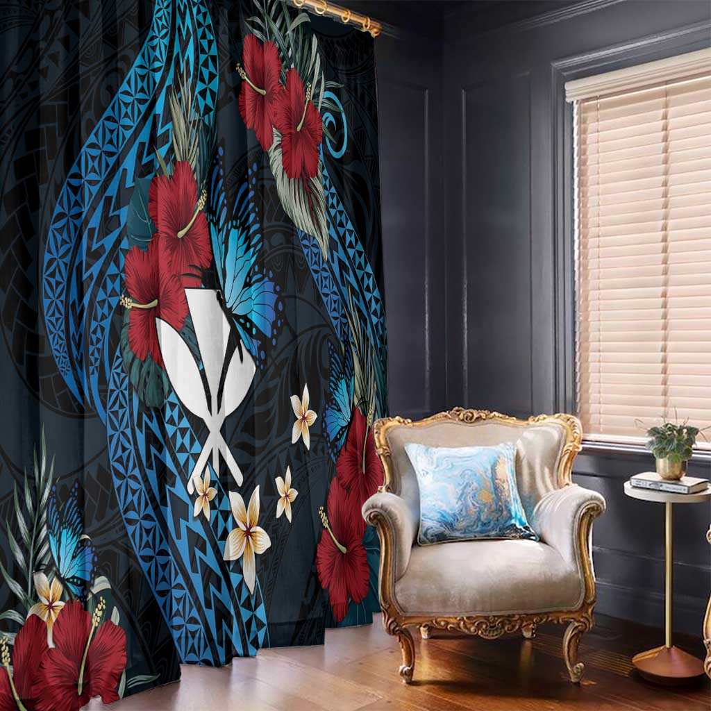Hawaii Butterfly Window Curtain Kanaka Maoli Mix Hibiscus