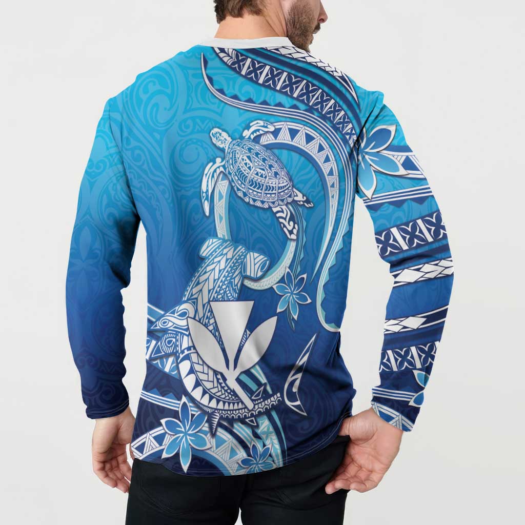 Hawaii Button Sweatshirt Turtle With Hammerhead Shark Oceanic DT04 - Polynesian Pride