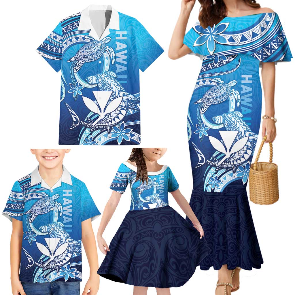 Hawaii Family Matching Mermaid Dress and Hawaiian Shirt Turtle With Hammerhead Shark Oceanic DT04 - Polynesian Pride