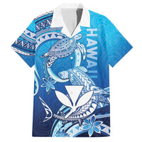 Hawaii Family Matching Summer Maxi Dress and Hawaiian Shirt Turtle With Hammerhead Shark Oceanic DT04 Dad's Shirt - Short Sleeve Blue - Polynesian Pride
