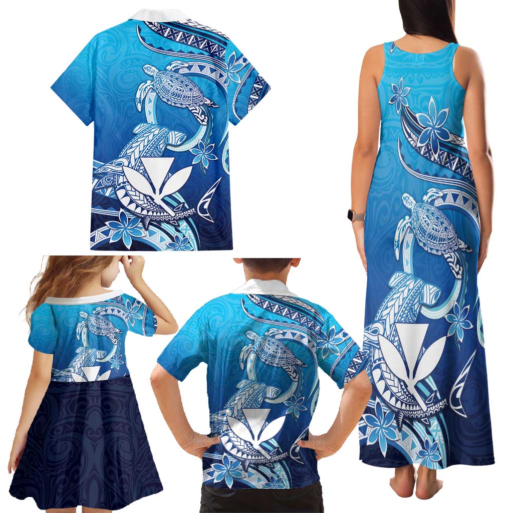Hawaii Family Matching Tank Maxi Dress and Hawaiian Shirt Turtle With Hammerhead Shark Oceanic