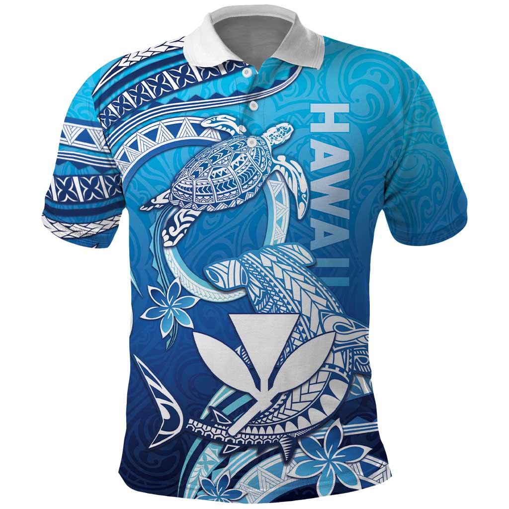 Hawaii Polo Shirt Turtle With Hammerhead Shark Oceanic