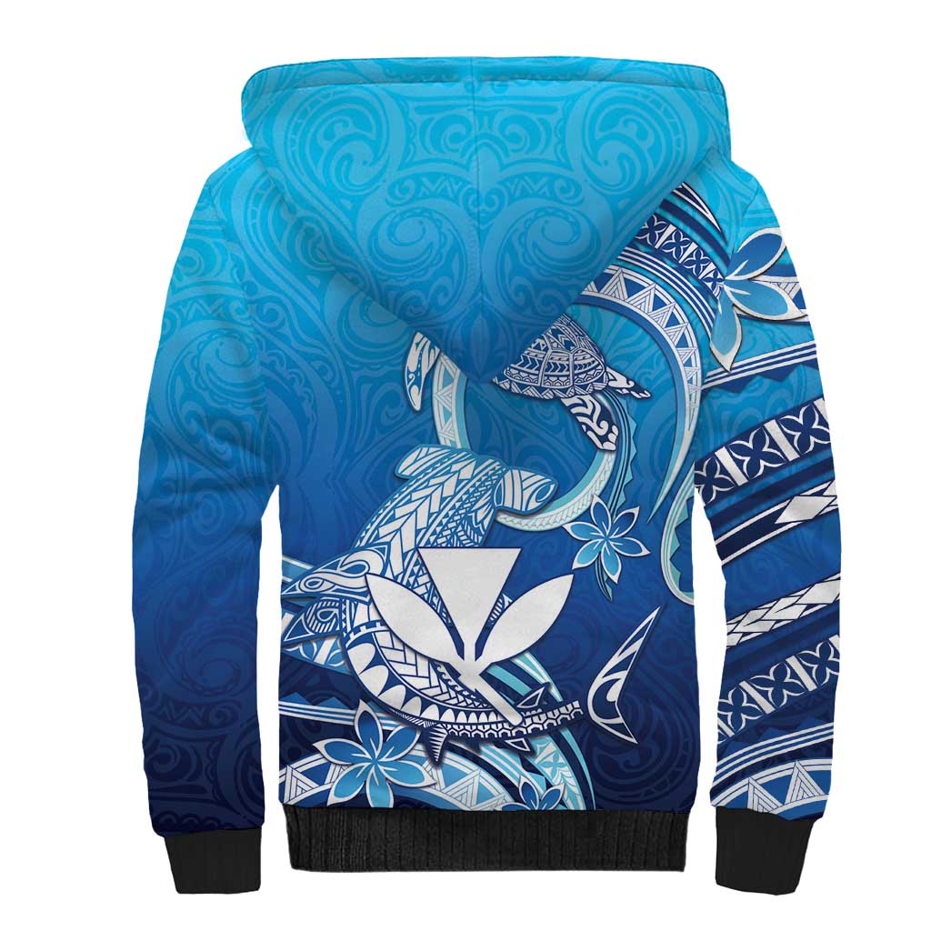 Hawaii Sherpa Hoodie Turtle With Hammerhead Shark Oceanic