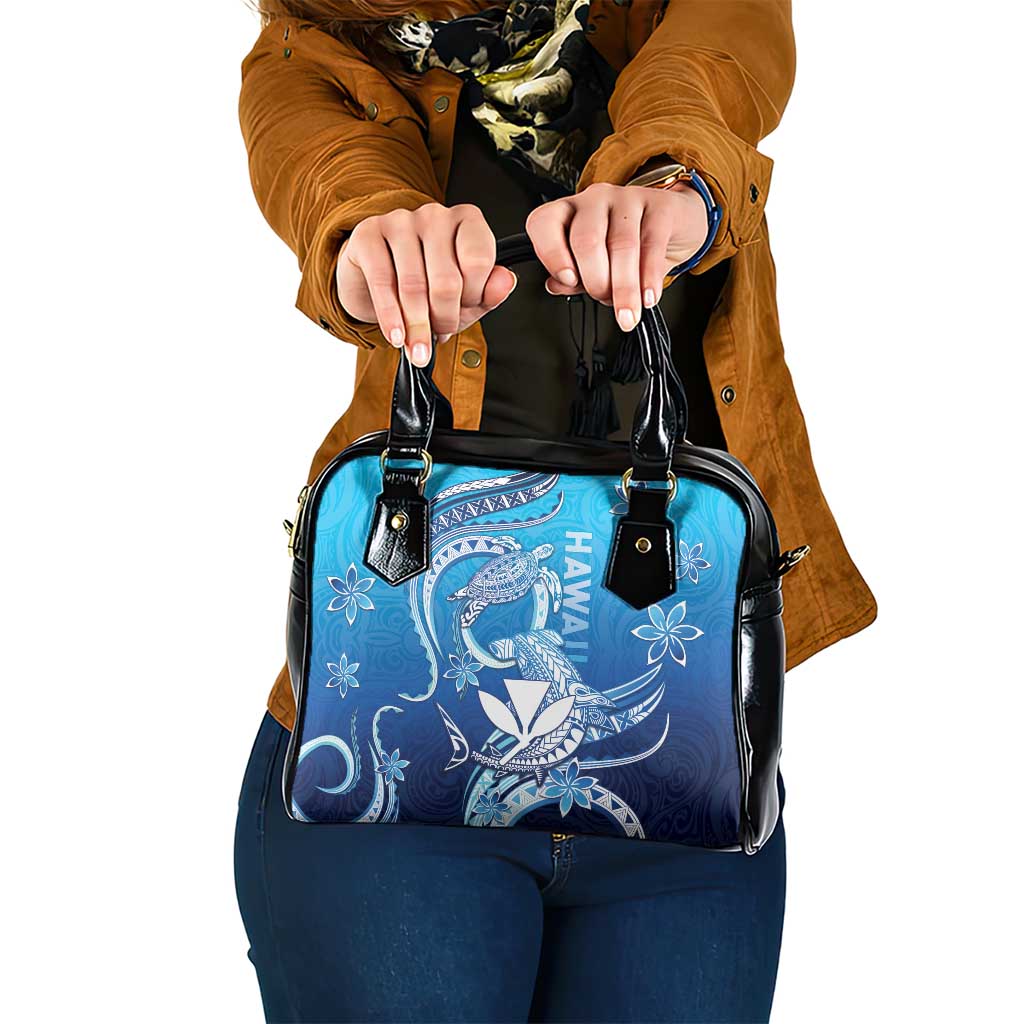 Hawaii Shoulder Handbag Turtle With Hammerhead Shark Oceanic DT04 One Size Blue - Polynesian Pride