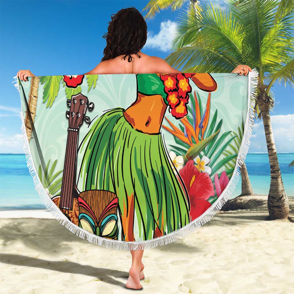 Hawaii Lei Day Beach Blanket Hula Girl With Tropical Forest