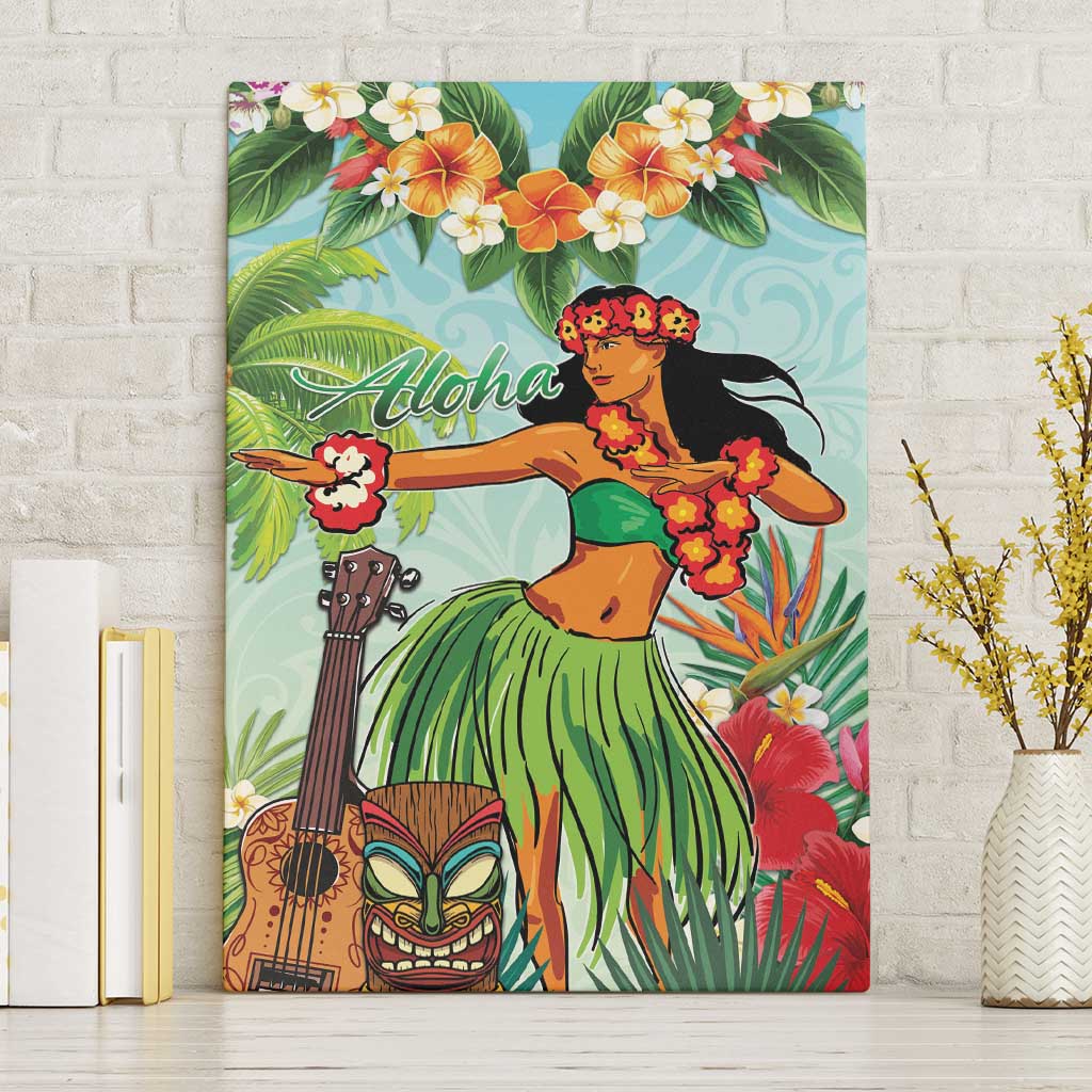 Hawaii Lei Day Canvas Wall Art Hula Girl With Tropical Forest