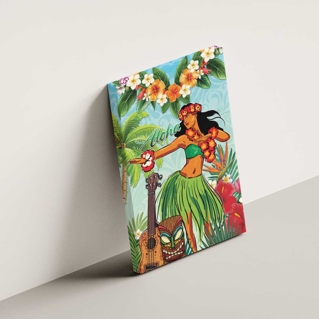 Hawaii Lei Day Canvas Wall Art Hula Girl With Tropical Forest