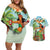 Hawaii Lei Day Couples Matching Off Shoulder Short Dress and Hawaiian Shirt Hula Girl With Tropical Forest