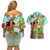 Hawaii Lei Day Couples Matching Off Shoulder Short Dress and Hawaiian Shirt Hula Girl With Tropical Forest