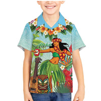 Hawaii Lei Day Family Matching Mermaid Dress and Hawaiian Shirt Hula Girl With Tropical Forest