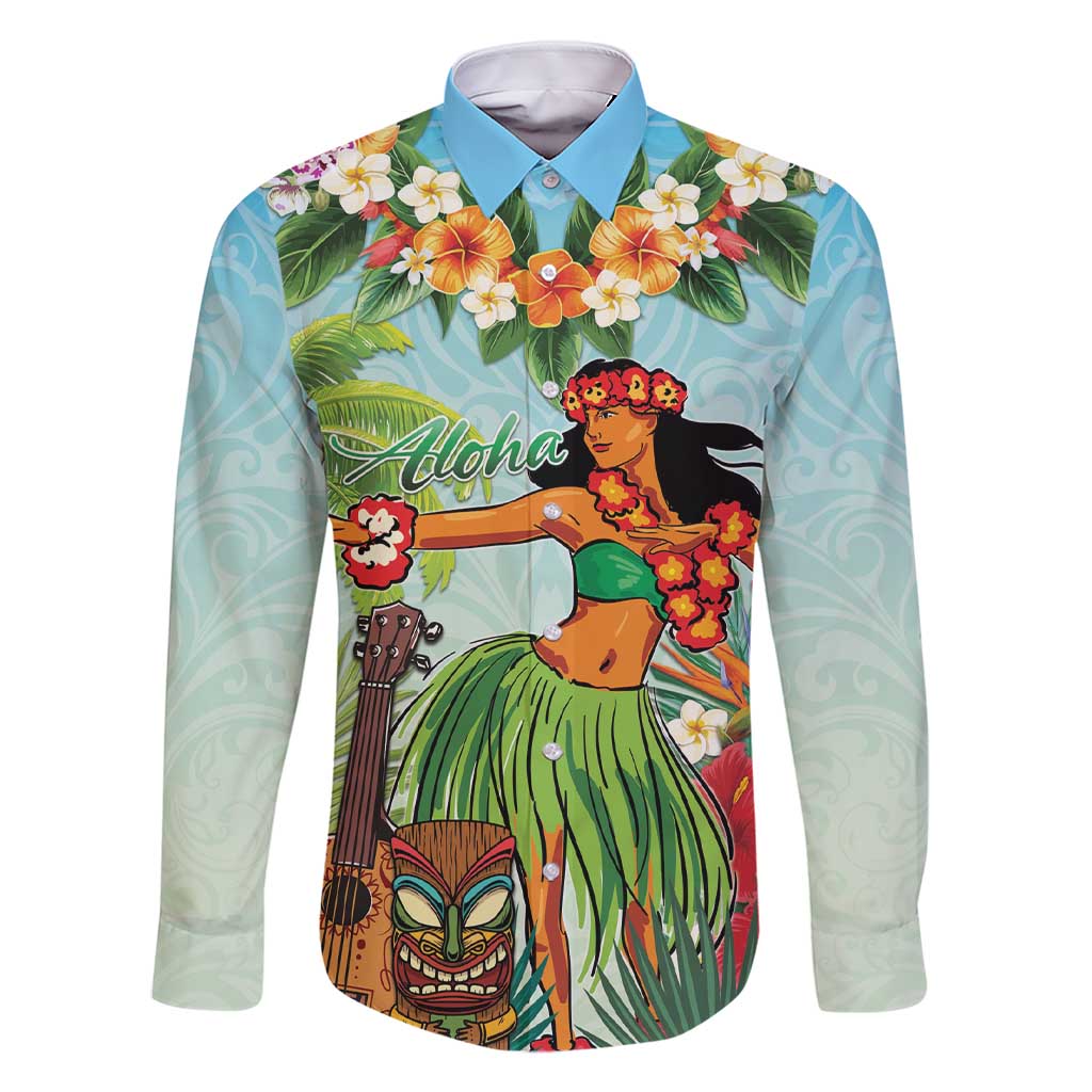 Hawaii Lei Day Family Matching Short Sleeve Bodycon Dress and Hawaiian Shirt Hula Girl With Tropical Forest