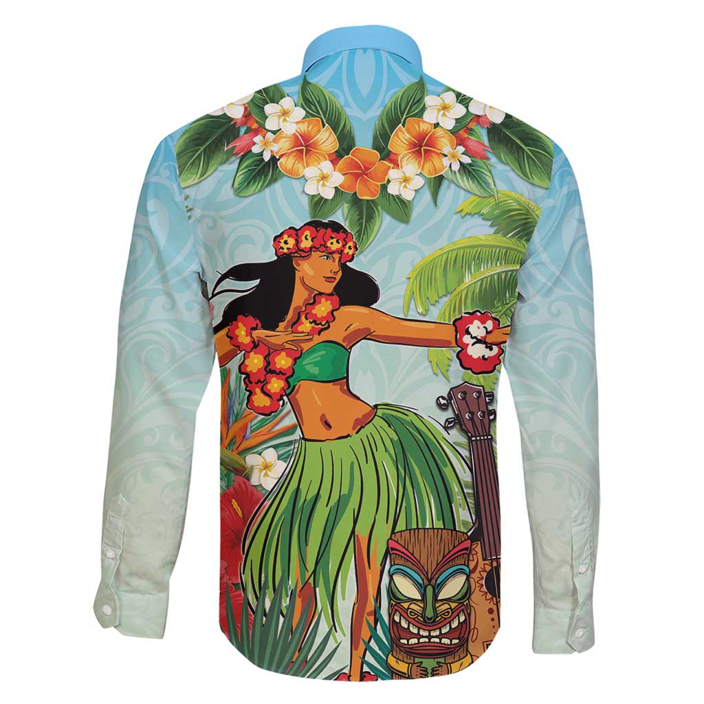 Hawaii Lei Day Family Matching Short Sleeve Bodycon Dress and Hawaiian Shirt Hula Girl With Tropical Forest