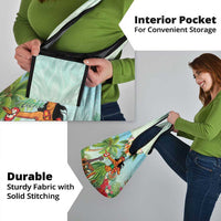 Hawaii Lei Day Grocery Bag Hula Girl With Tropical Forest