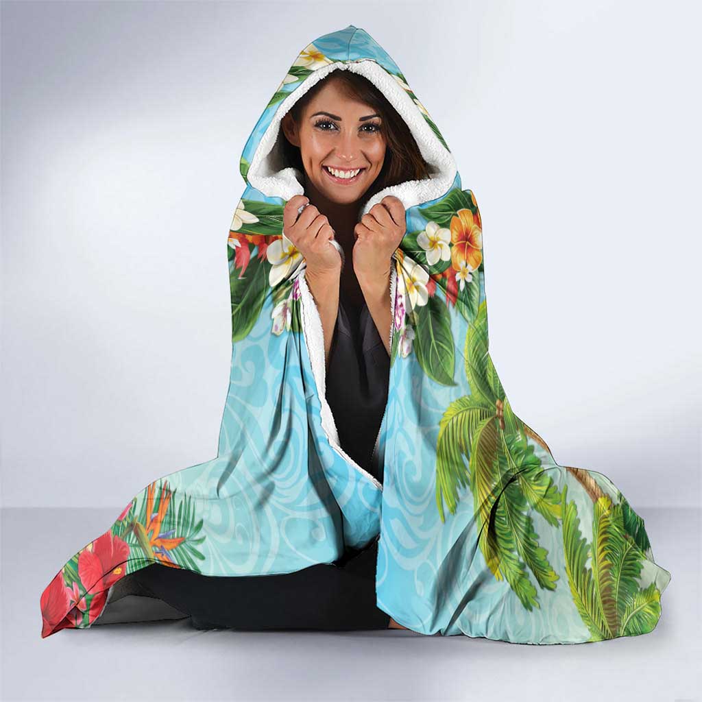 Hawaii Lei Day Hooded Blanket Hula Girl With Tropical Forest