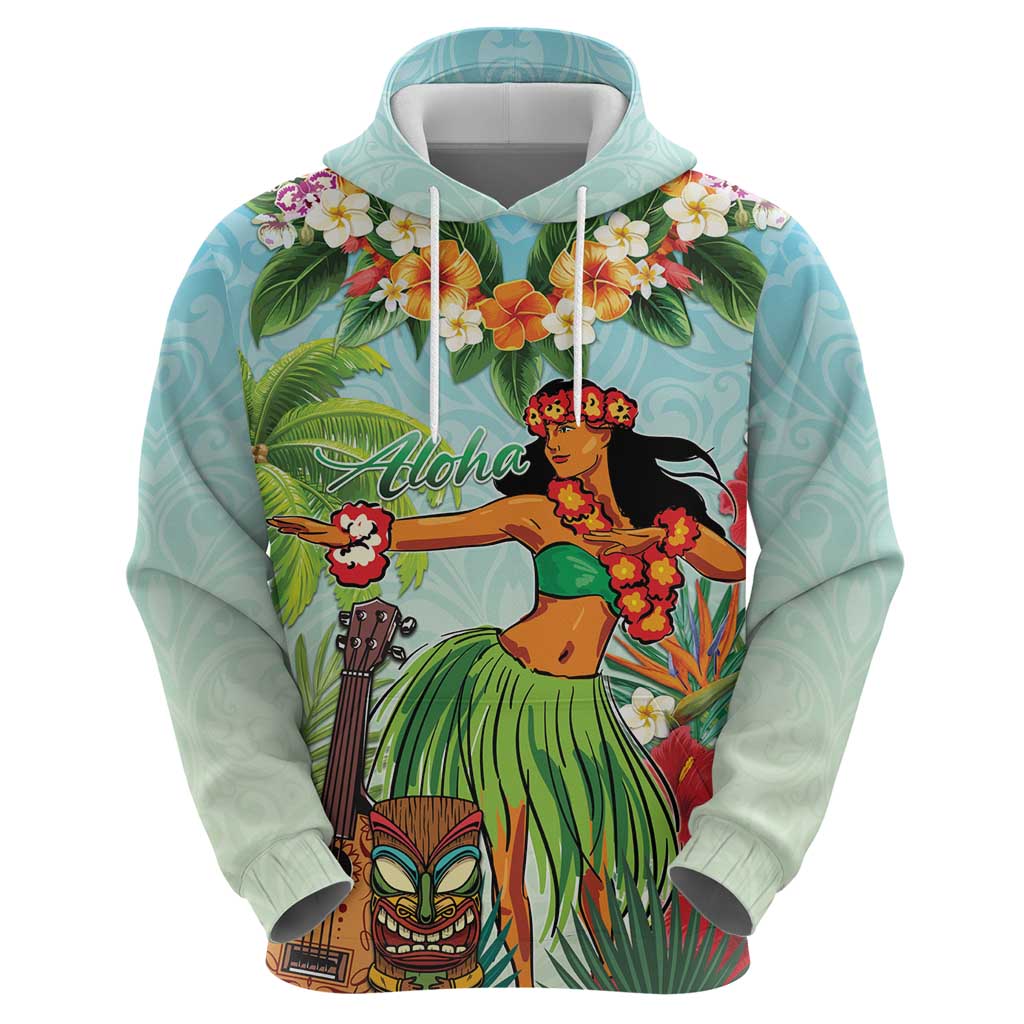 Hawaii Lei Day Hoodie Hula Girl With Tropical Forest