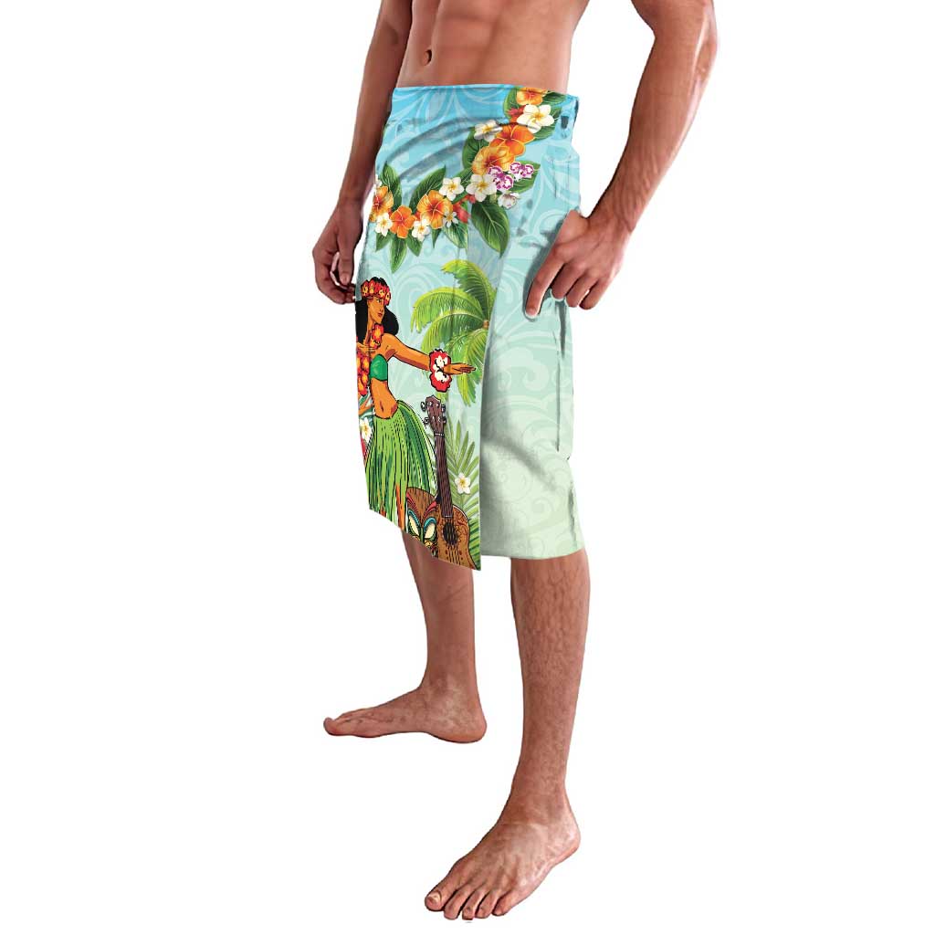 Hawaii Lei Day Lavalava Hula Girl With Tropical Forest