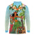Hawaii Lei Day Long Sleeve Polo Shirt Hula Girl With Tropical Forest