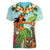 Hawaii Lei Day Women V-Neck T-Shirt Hula Girl With Tropical Forest